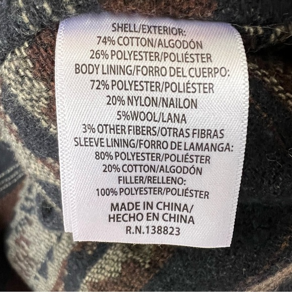 SHYANNE WESTERN BLANKET DARK BROWN QUILTED OILSKIN JACKET SIZE LARGE EUC - Picture 6 of 12